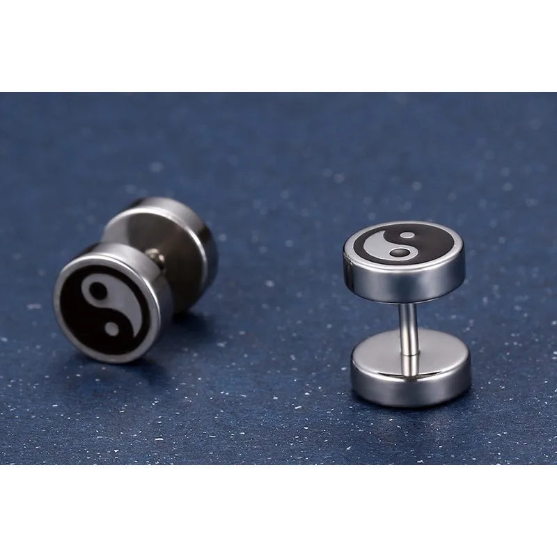 Yin and Yang Stud Earrings for Men