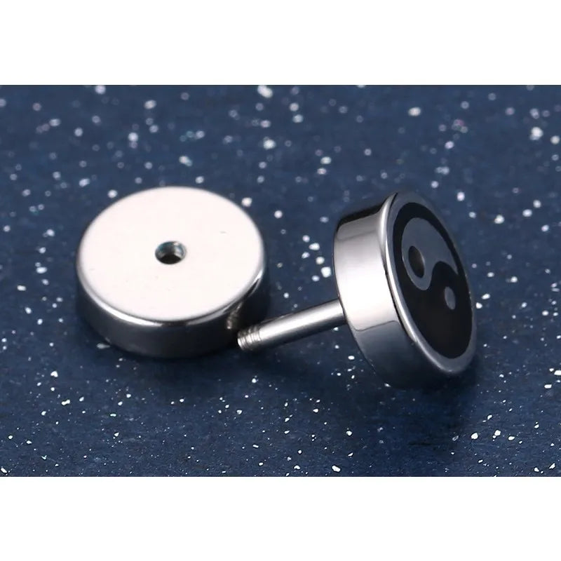 Yin and Yang Stud Earrings for Men
