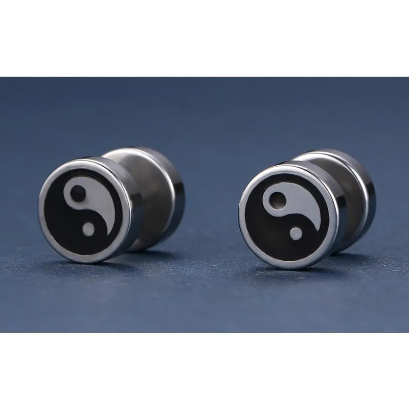 Yin and Yang Stud Earrings for Men