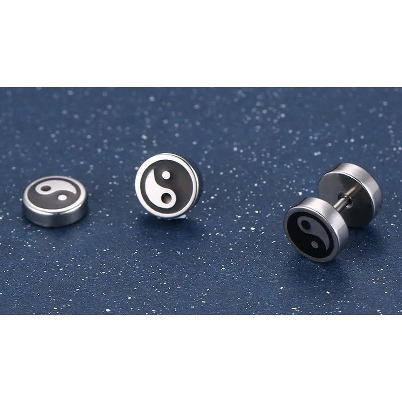 Yin and Yang Stud Earrings for Men