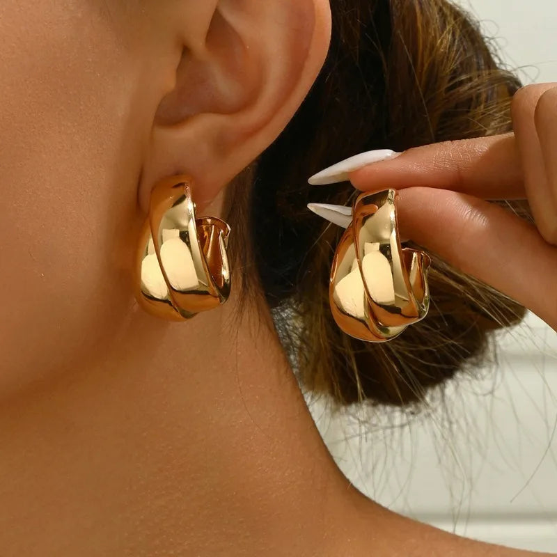Stainless Steel Chunky Hoop Earrings