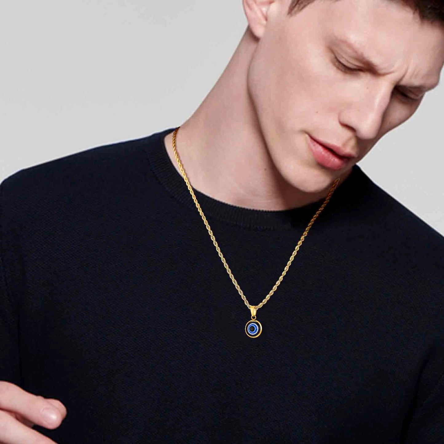 Evil Eye Stainless Steel Pendant Necklaces for Men