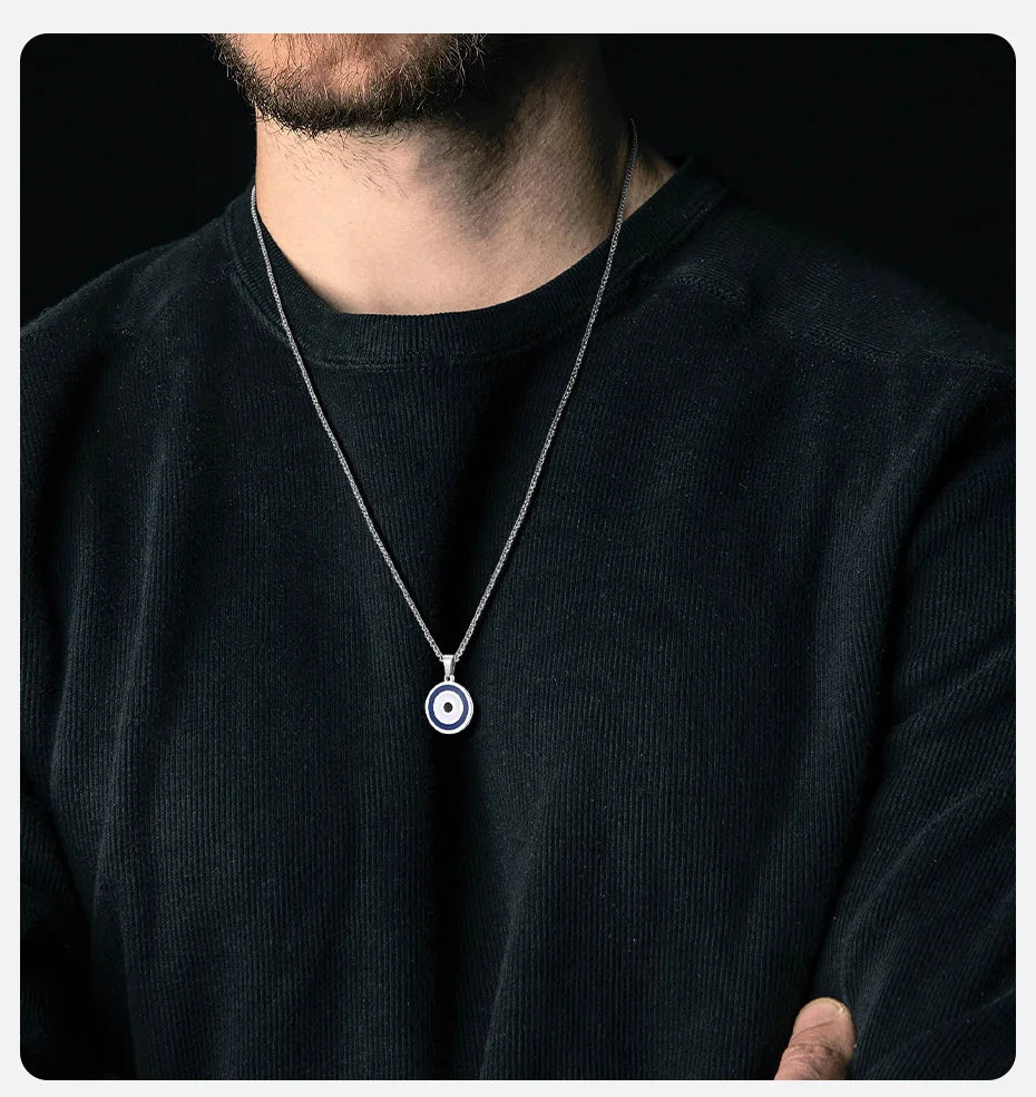 Evil Eye Stainless Steel Pendant Necklaces for Men