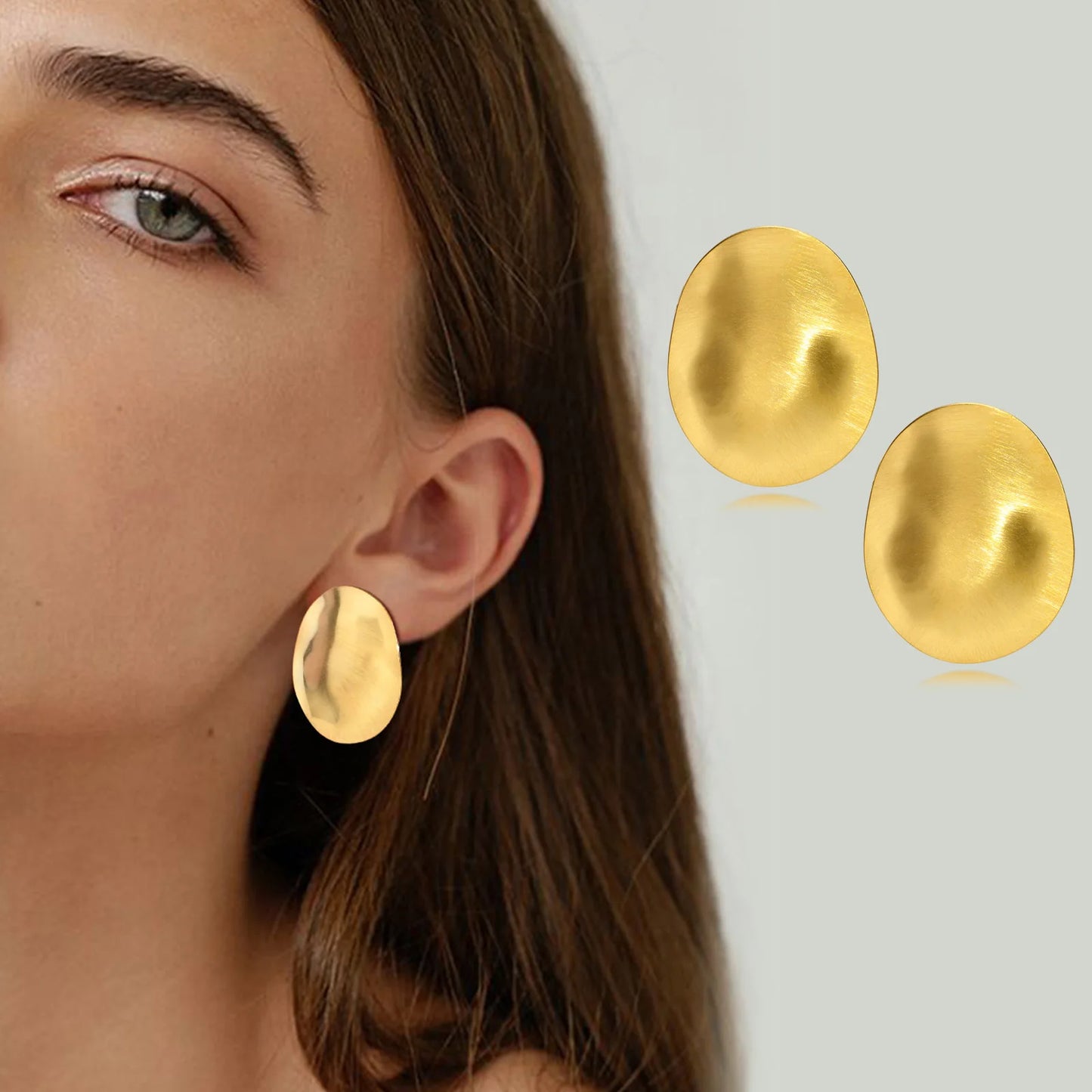 Athena Matt Large Stainless Steel Stud Earrings