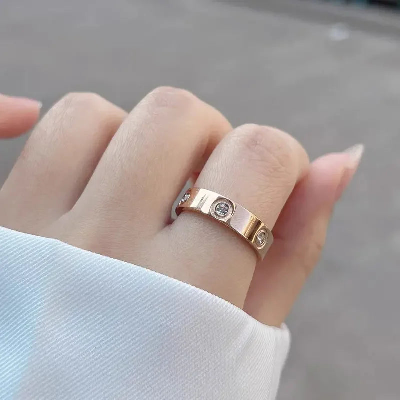 Stainless Steel CZ Crystal Cross Ring For Women or Men