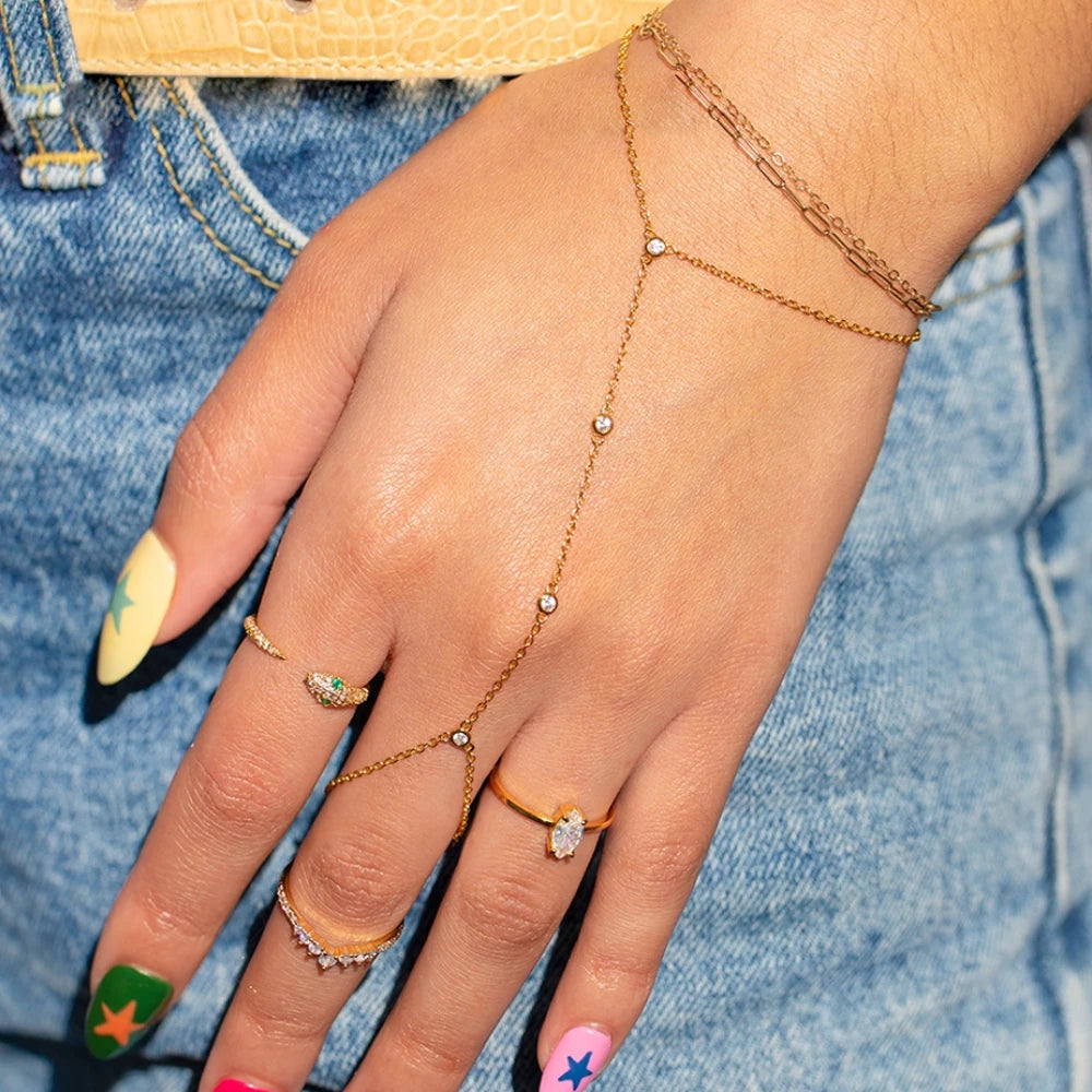Zahra Hand Chain Bracelet 18K Gold plated Stainless Steel