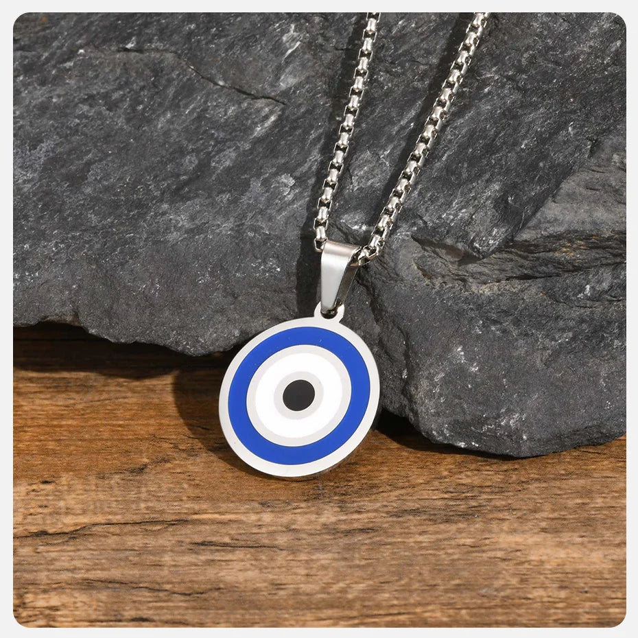 Evil Eye Stainless Steel Pendant Necklaces for Men