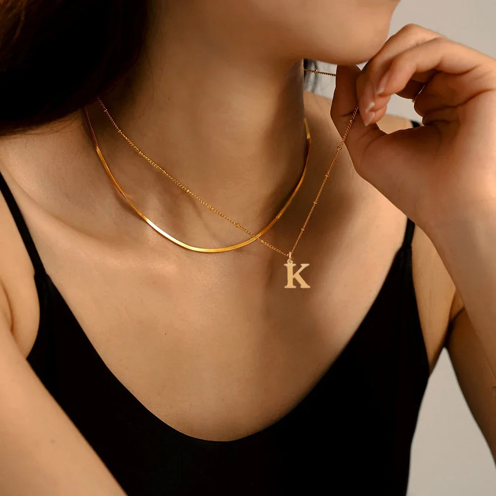Ariana Double-layer Necklace with initial letter