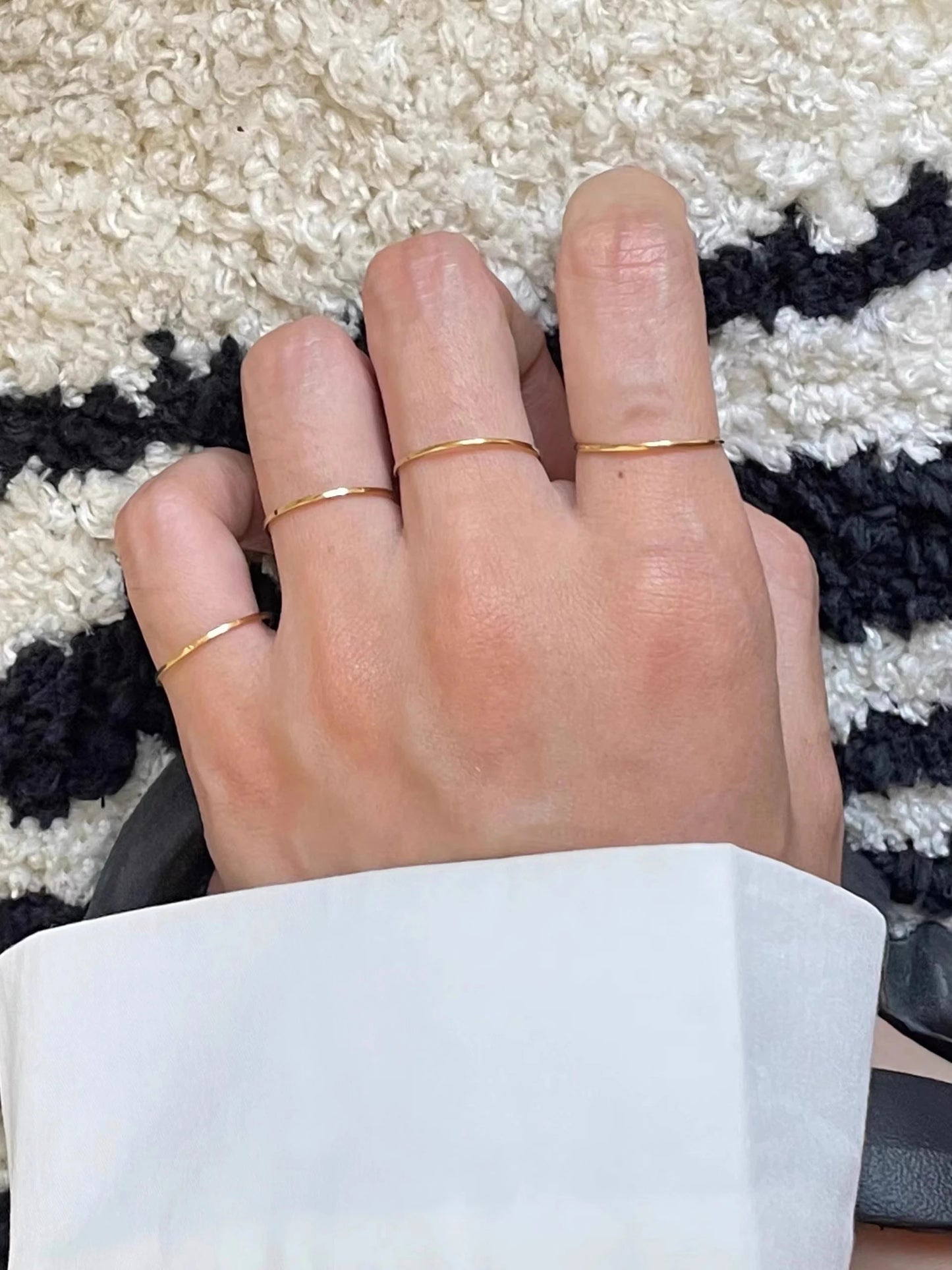 Extremely Thin Stainless Steel Anti-Tarnish Rings for Women