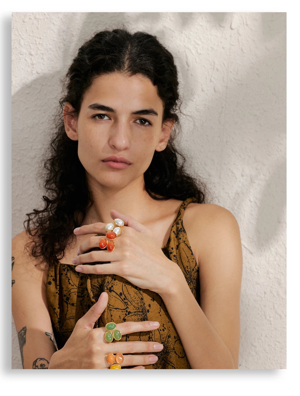 Zante Natural Aventurine Agate Stone Adjustable Ring