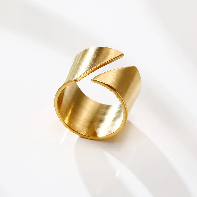 Sofia Stainless Steel Wide Geometric Statement Ring