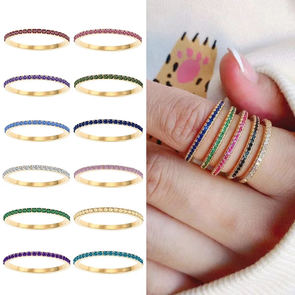 Erato Coloured Rhinestone Birthstone Stainless Steel Ring