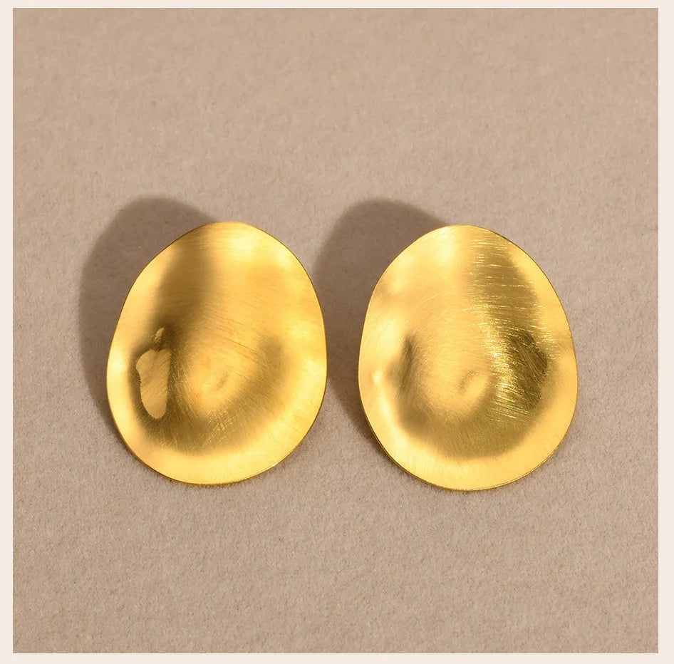 Athena Matt Large Stainless Steel Stud Earrings