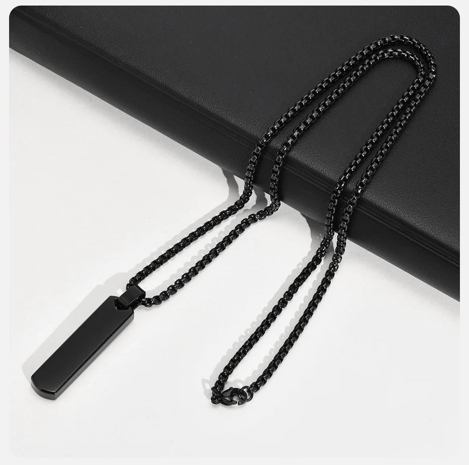 Initial Bar Necklace for Men Silver Colour