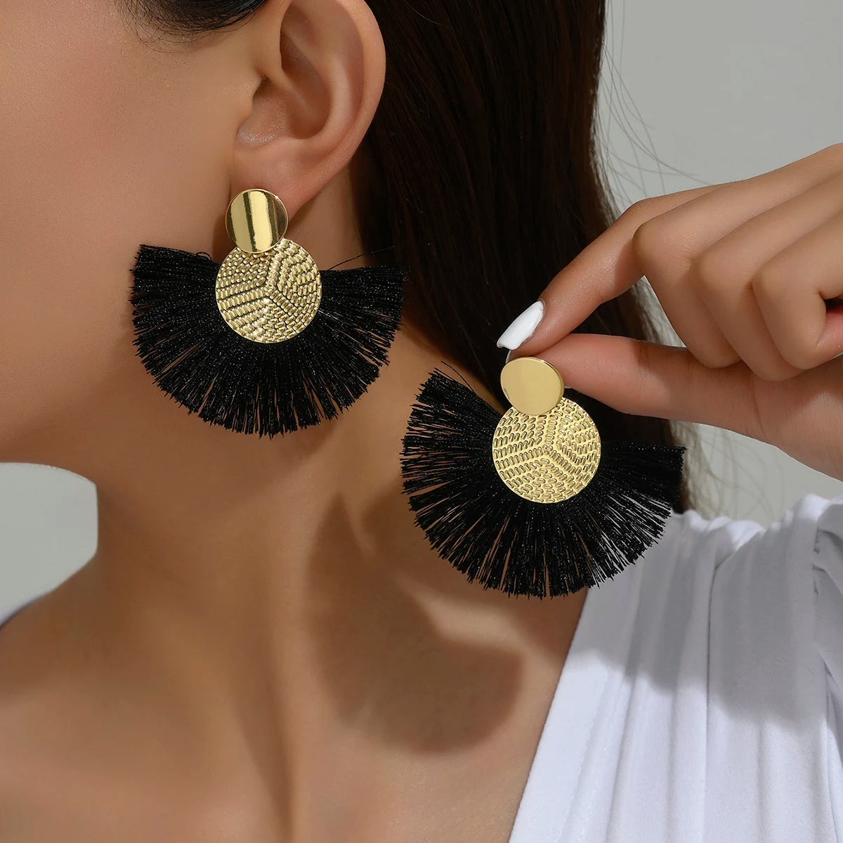 Rita Bohemian Big Tassel Dangle Fringe Female Earrings