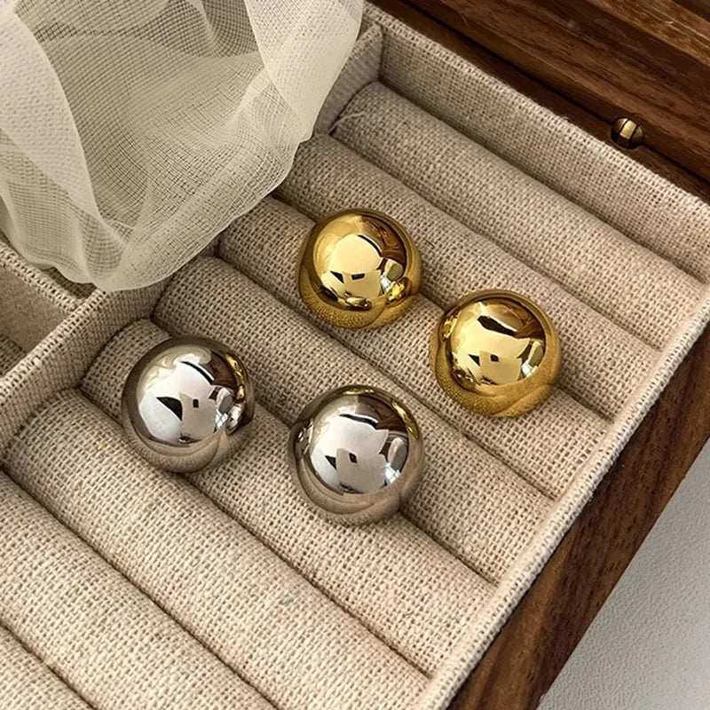 Daphne Big Ball Round Stud Earrings