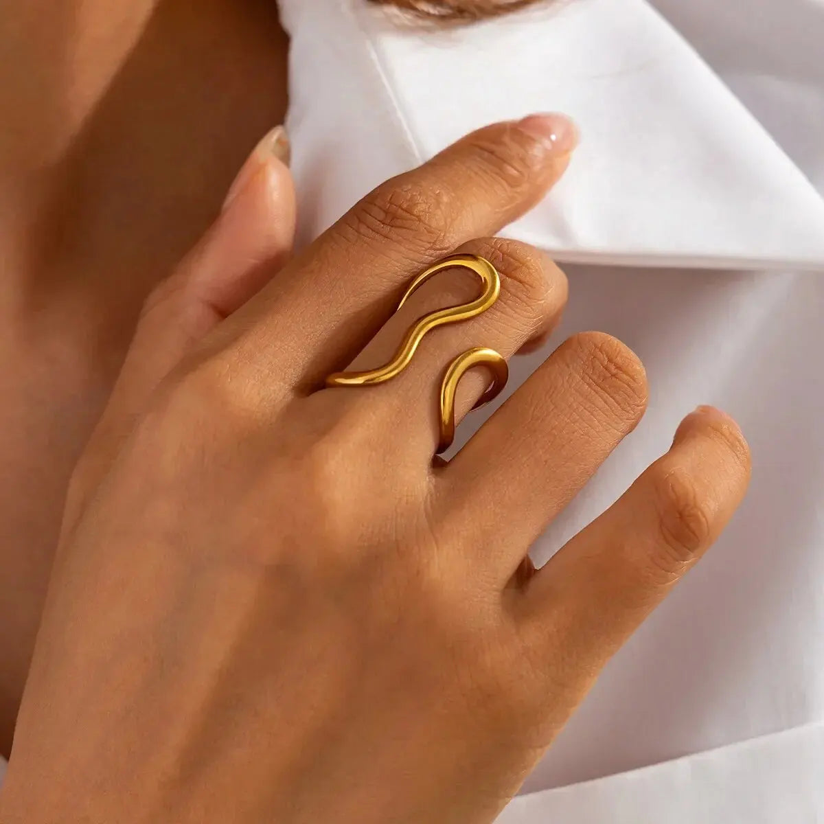 Geometric 18K Gold Plated Ring for Women