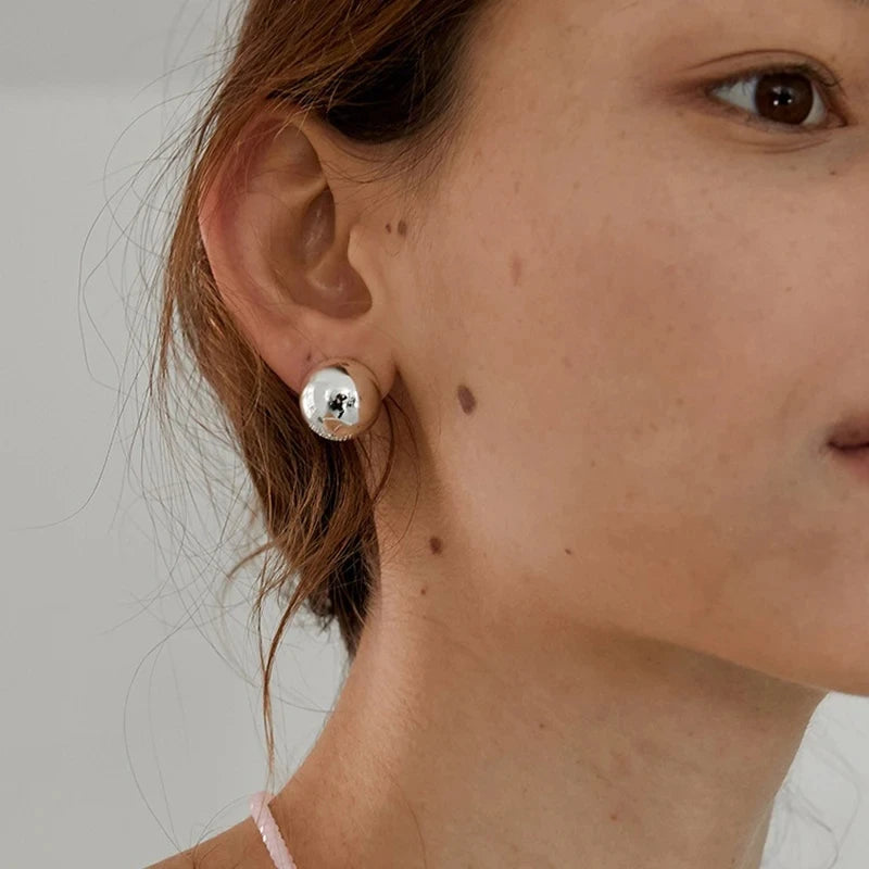 Daphne Big Ball Round Stud Earrings