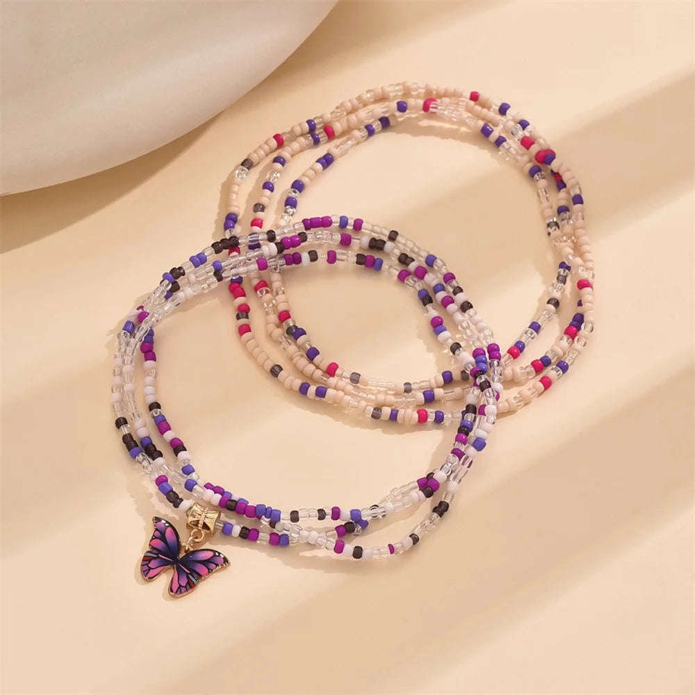 Purple Butterfly Pendant Anklet