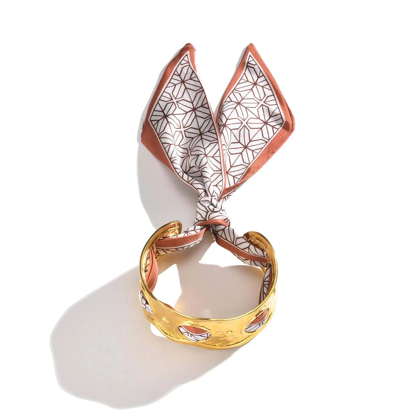 Lilly Silk Scarf Bangles With Pattern Stainless Steel