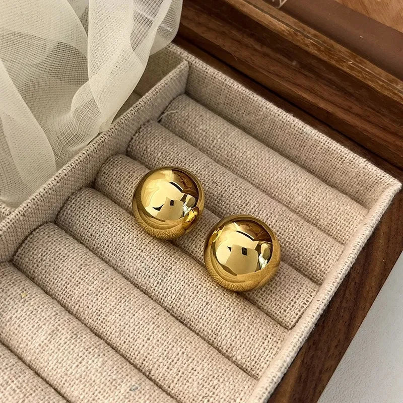 Daphne Big Ball Round Stud Earrings