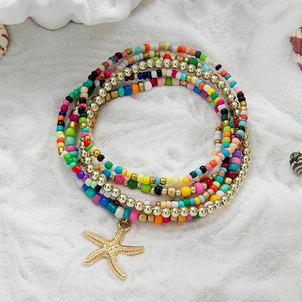 Boho 6pcs/set Starfish Pendants Anklet