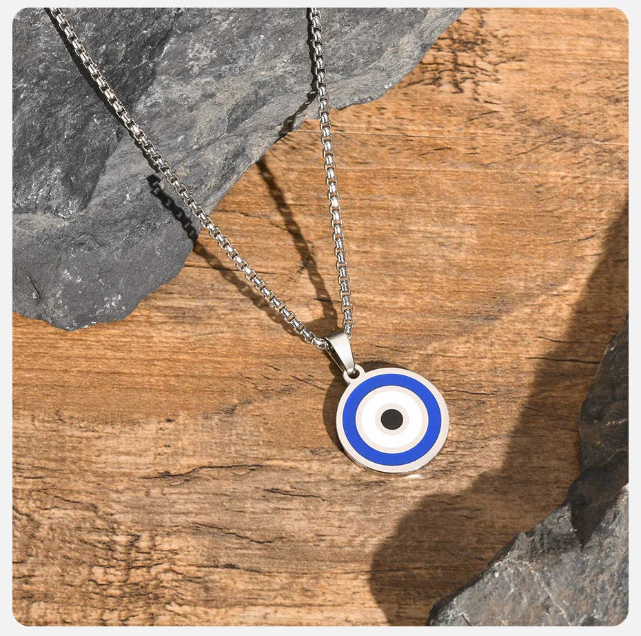Evil Eye Stainless Steel Pendant Necklaces for Men