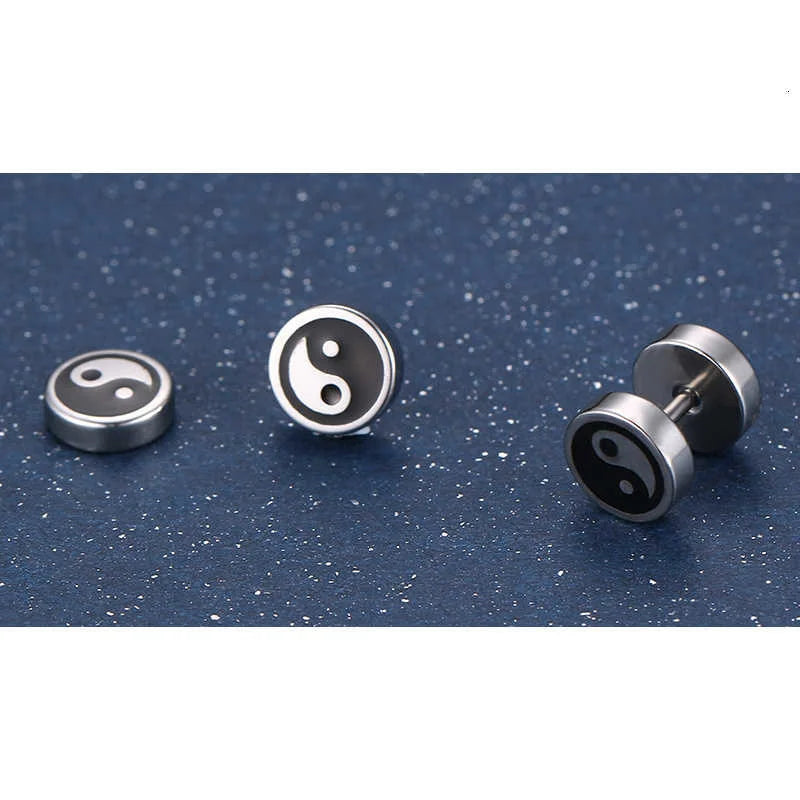 Yin and Yang Stud Earrings for Men