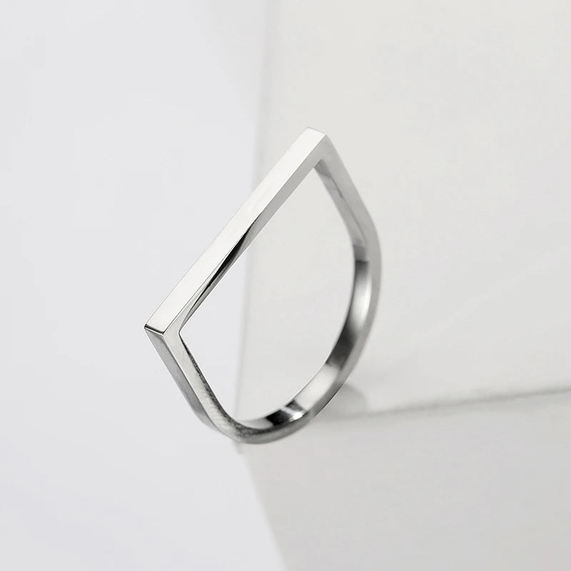 Gaia Stainless Steel D Geometric Ring