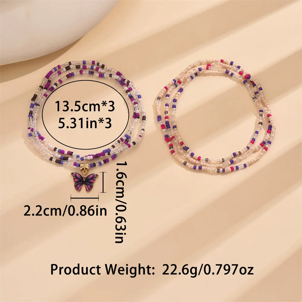 Purple Butterfly Pendant Anklet