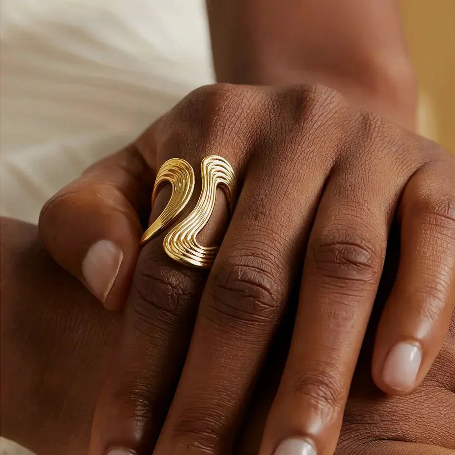 Geometric 18K Gold Plated Ring for Women