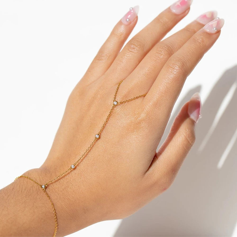 Zahra Hand Chain Bracelet 18K Gold plated Stainless Steel