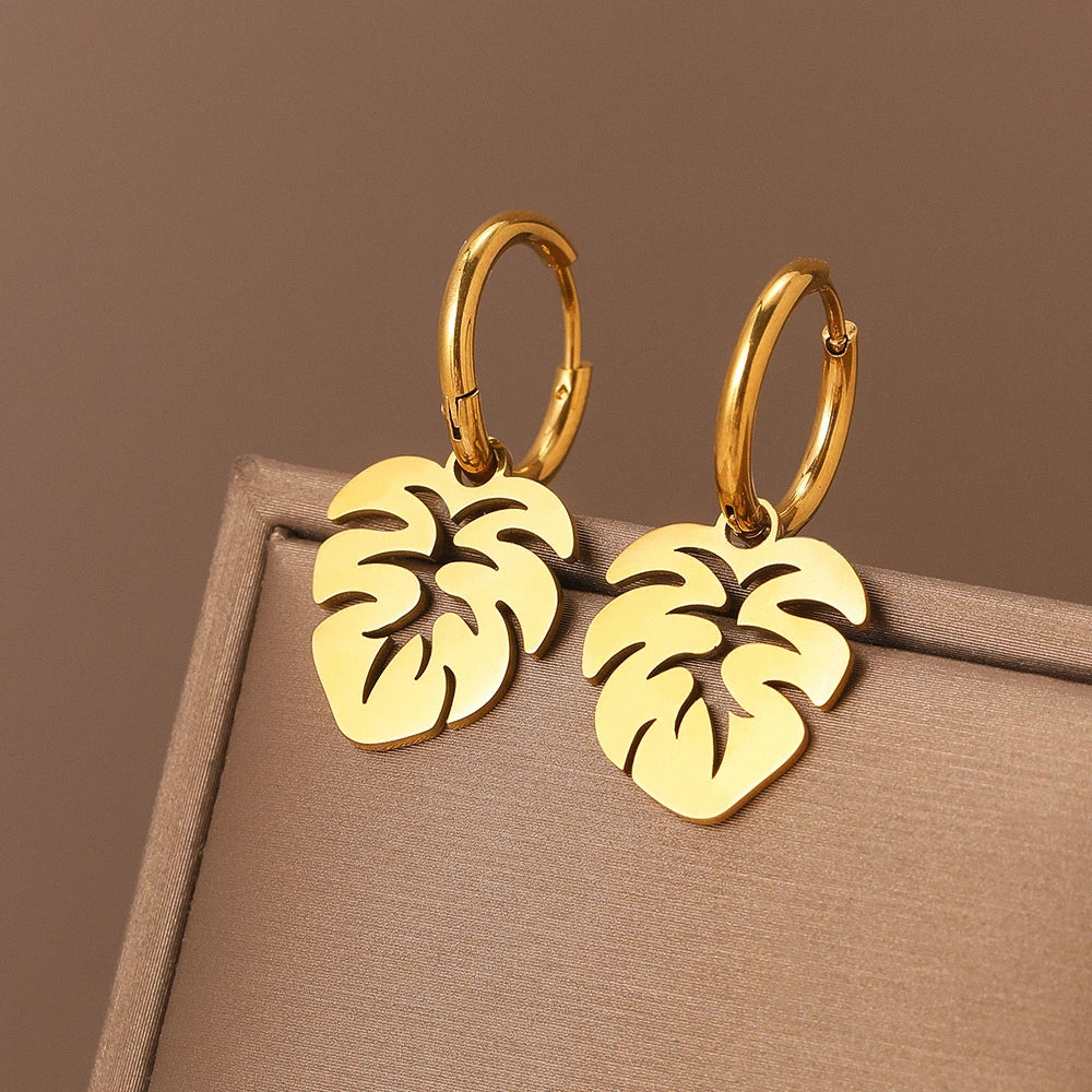 Tropical Plant Leaves Earrings