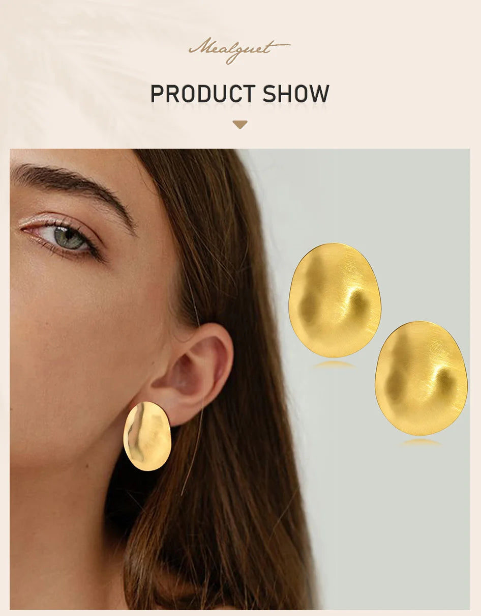 Athena Matt Large Stainless Steel Stud Earrings