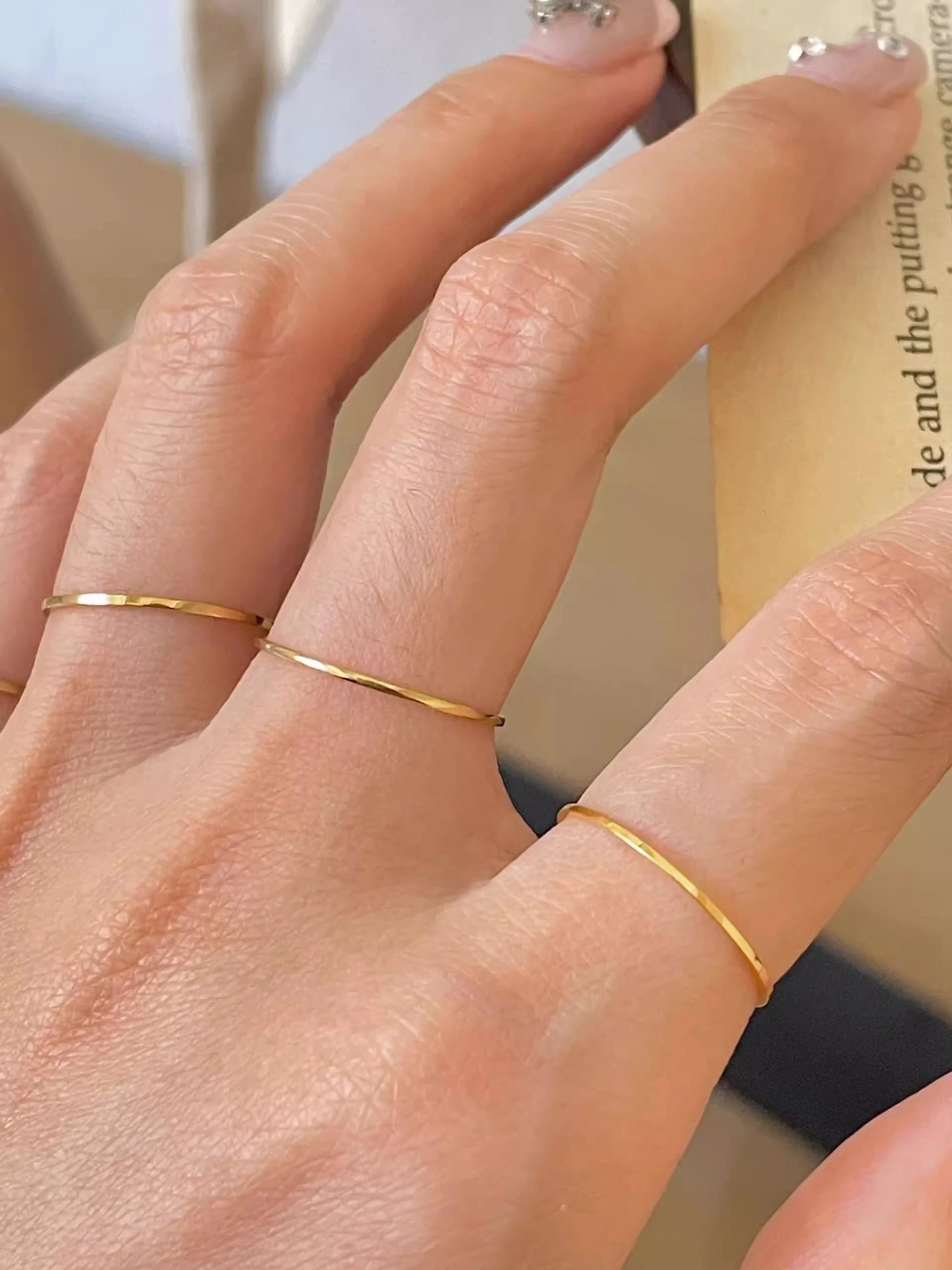 Extremely Thin Stainless Steel Anti-Tarnish Rings for Women