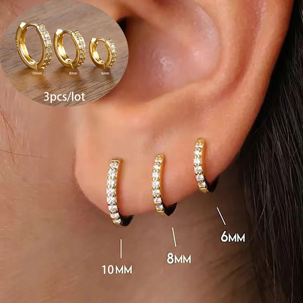 3 Piece Stainless Steel Round Star Drop Earrings