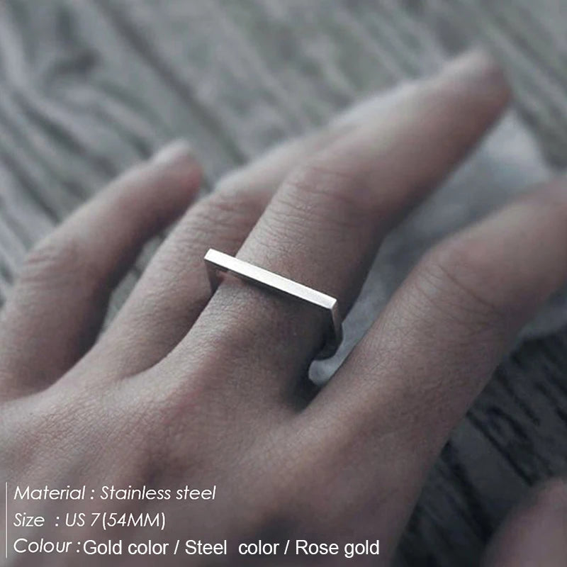 Gaia Stainless Steel D Geometric Ring