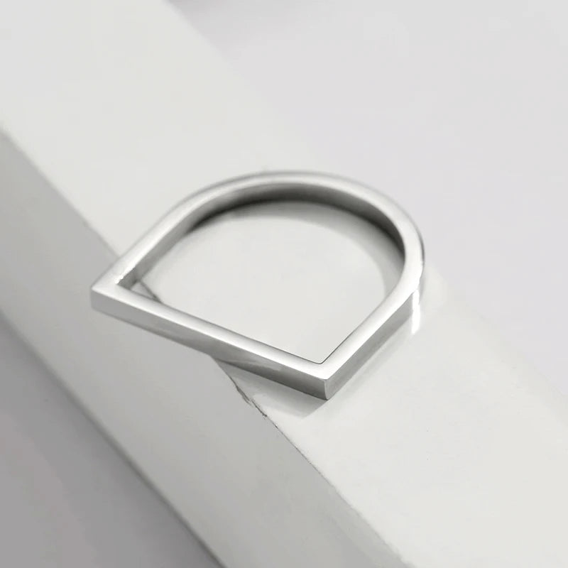 Gaia Stainless Steel D Geometric Ring