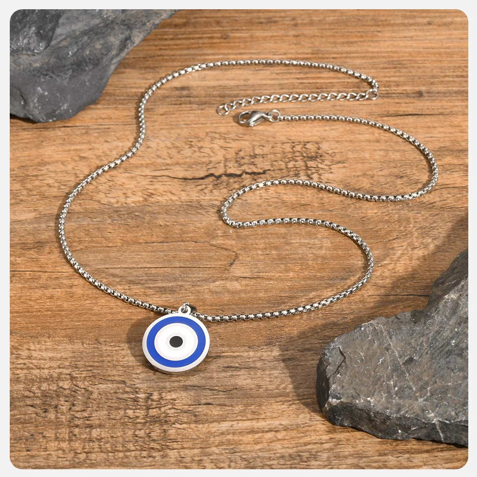 Evil Eye Stainless Steel Pendant Necklaces for Men