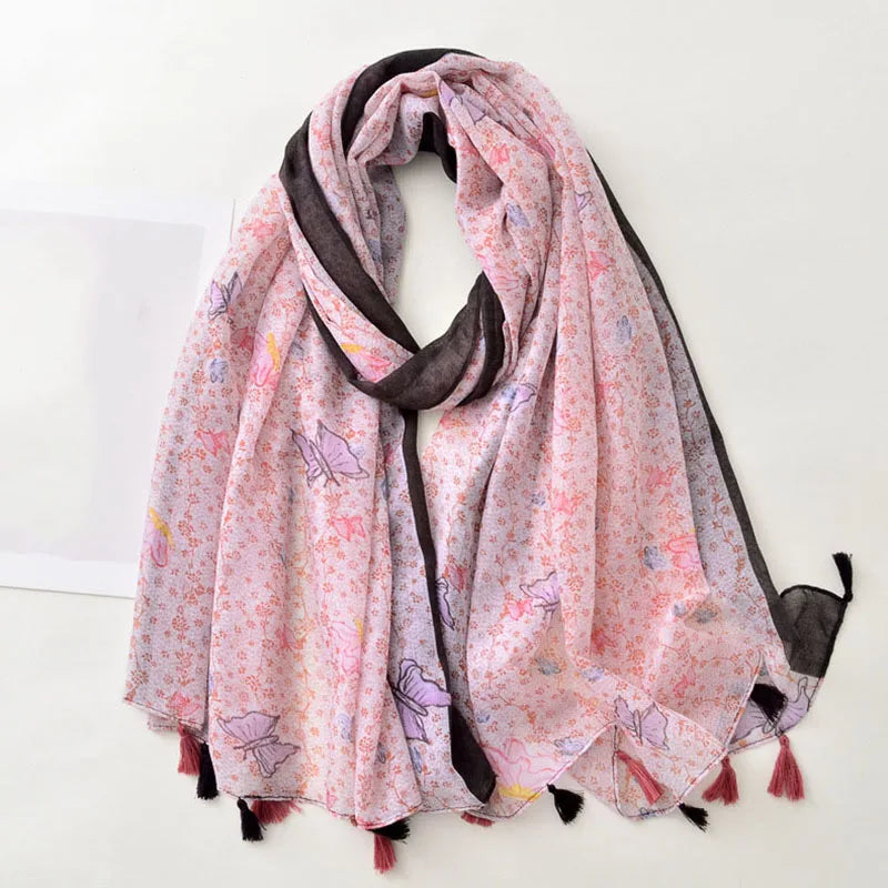 Luxury Scarf Pink Dotty Flower