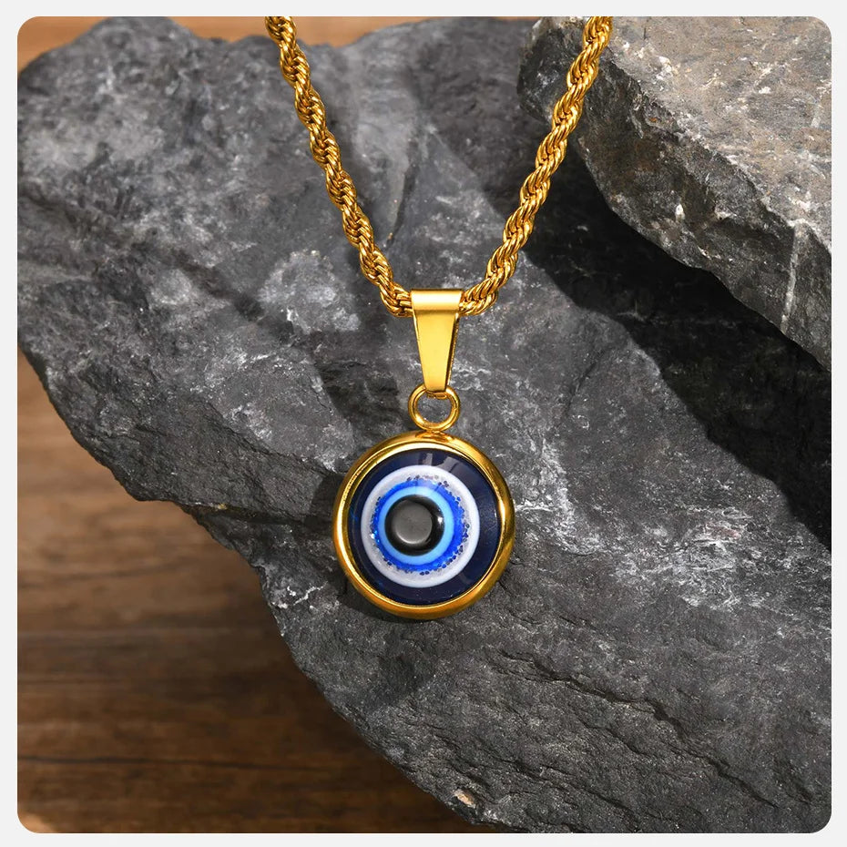 Evil Eye Stainless Steel Pendant Necklaces for Men