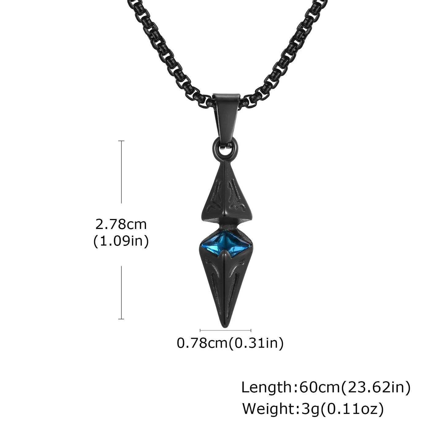 Poseidon Blue Stone Necklace for Men Stainless Steel