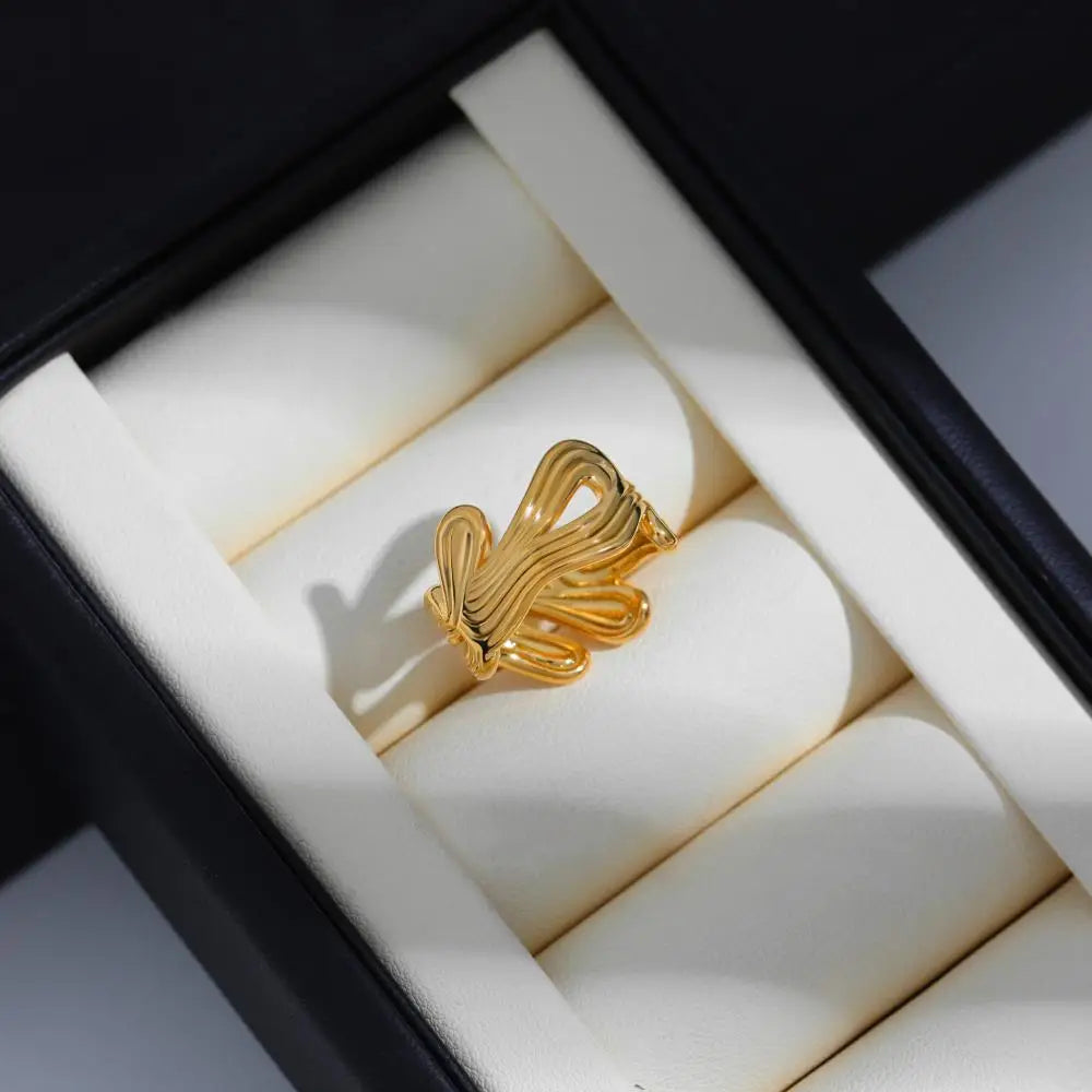 Multi Layer Texture Ring (Gold Color Stainless Steel)