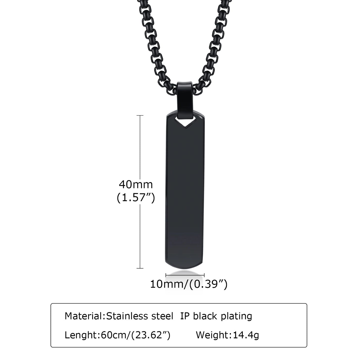 Initial Bar Necklace for Men Silver Colour