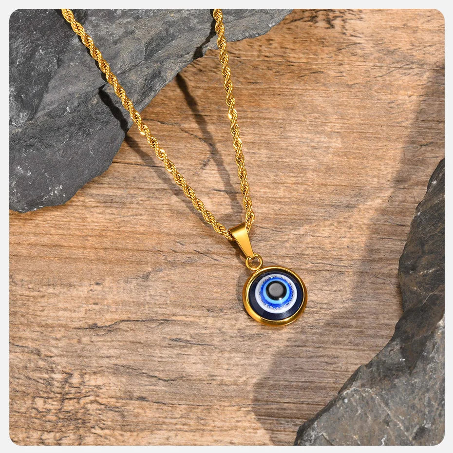 Evil Eye Stainless Steel Pendant Necklaces for Men