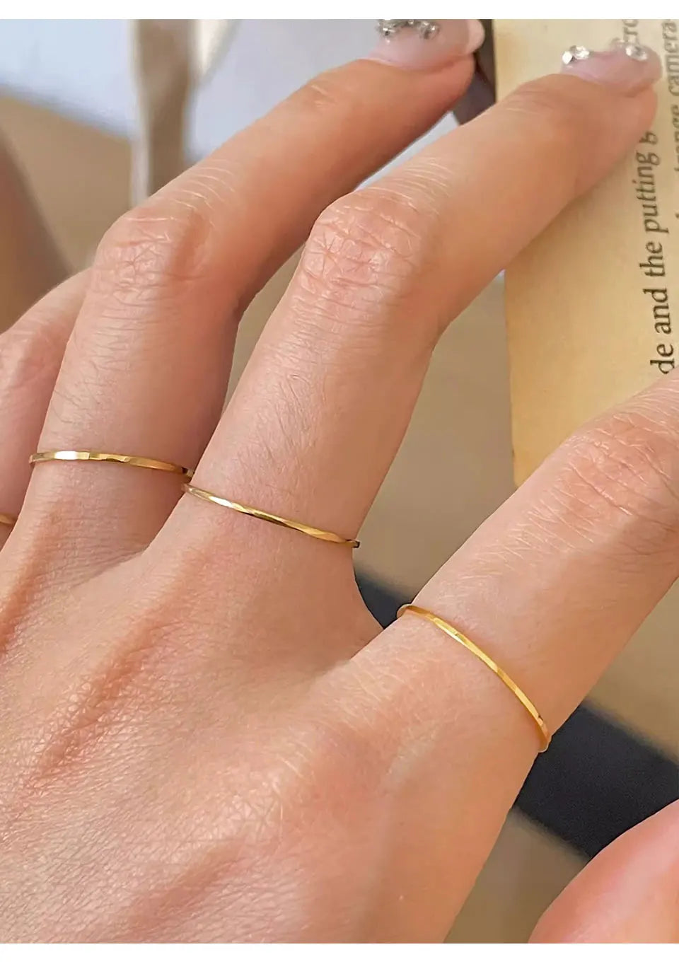 Extremely Thin Stainless Steel Anti-Tarnish Rings for Women
