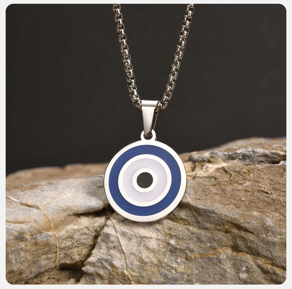 Evil Eye Stainless Steel Pendant Necklaces for Men