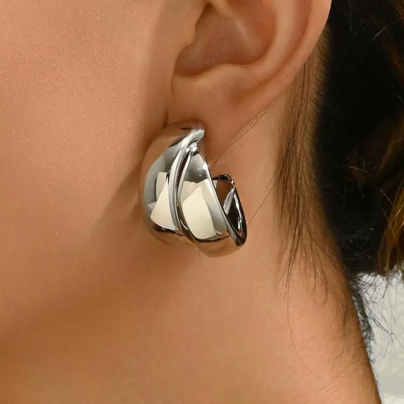 Stainless Steel Chunky Hoop Earrings