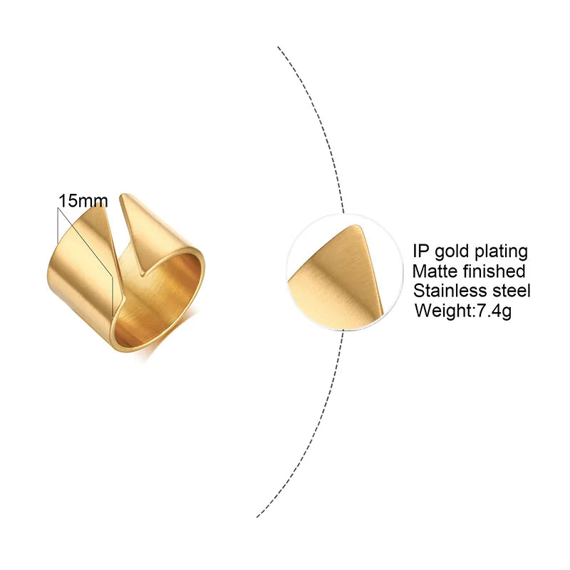 Sofia Stainless Steel Wide Geometric Statement Ring
