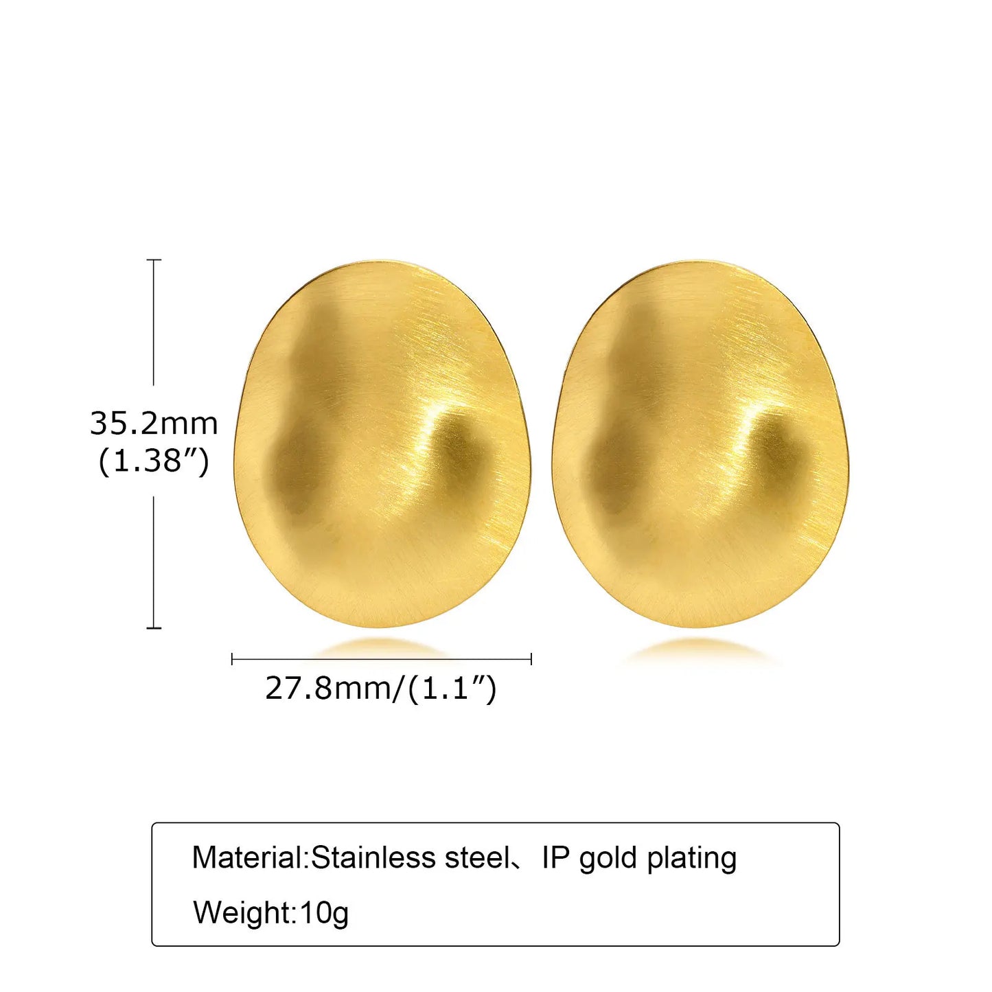 Athena Matt Large Stainless Steel Stud Earrings
